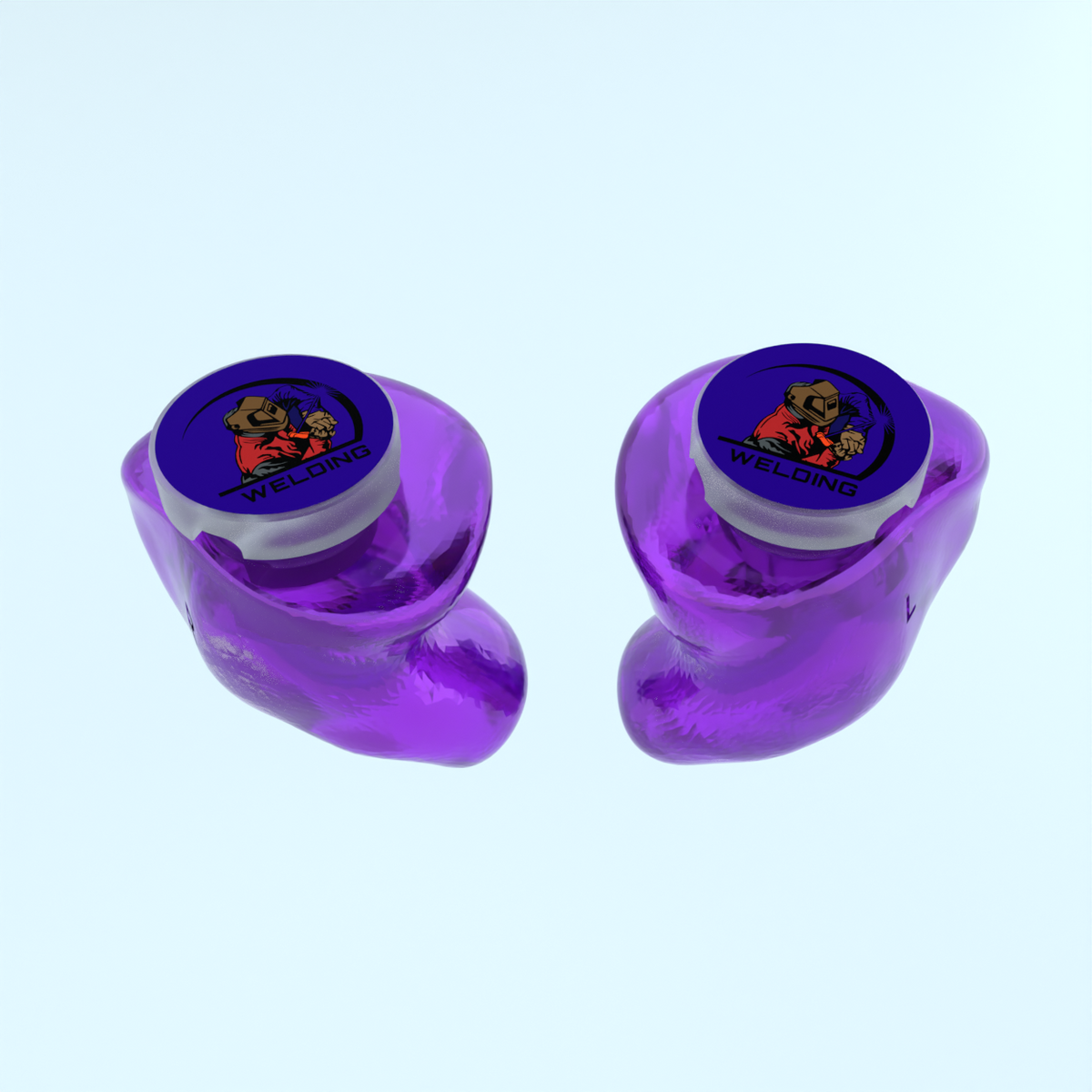 Paarse hard acryl otoplastieken voor de bouw met lasser-print